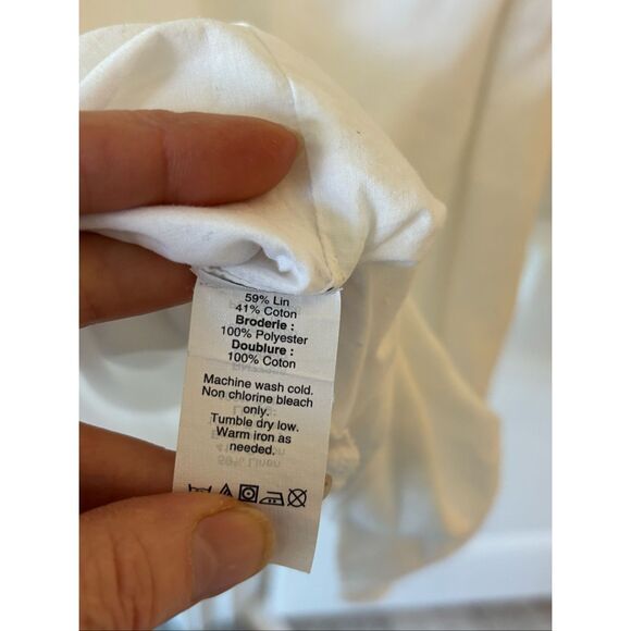 Madewell X JM Dry Goods Off White Embroidered Sleeveless Dress Womens XXS E41 - Picture 7 of 9